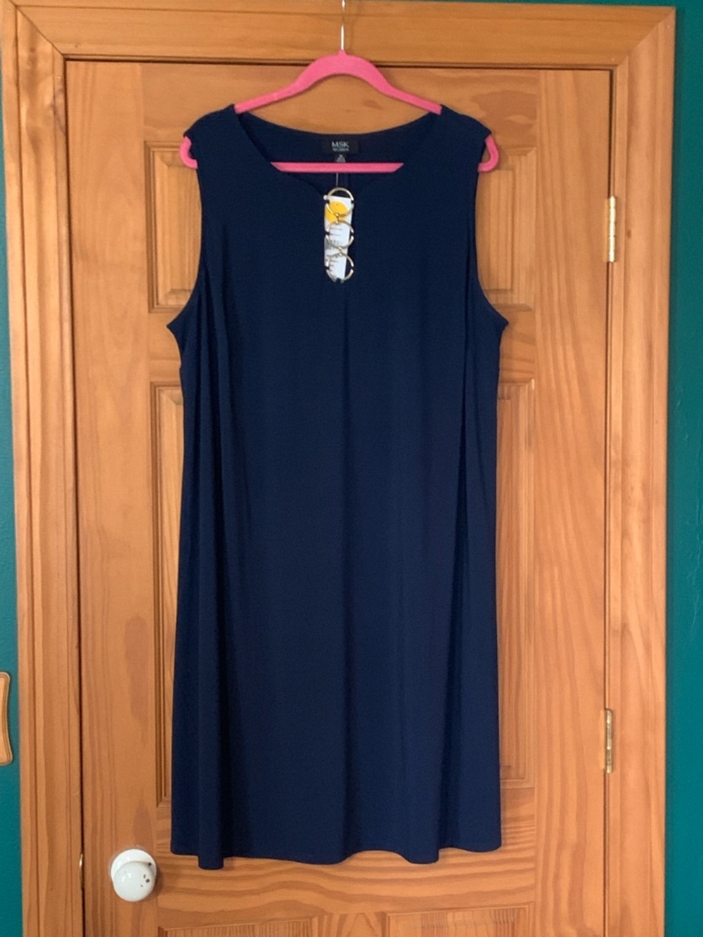 MSK Navy Sleeveless Midi Shift Dress